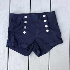 Dark Blue High-Waisted Stretchy Shorts, Size 0